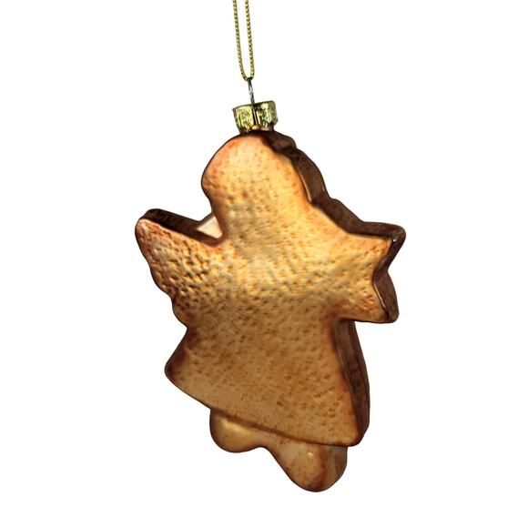 Vintage Glass Angel Ornament "Hope" Christmas Decoration 5" Gingerbread - Picture 6 of 7